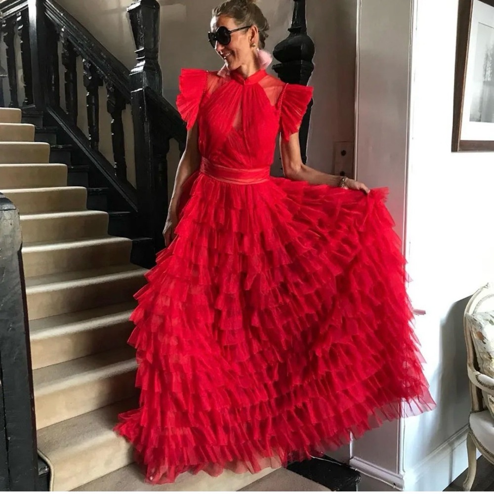 Forever Unique red tool layered dress.
